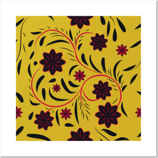 Floral pattern with flowers and leaves Posters and Art